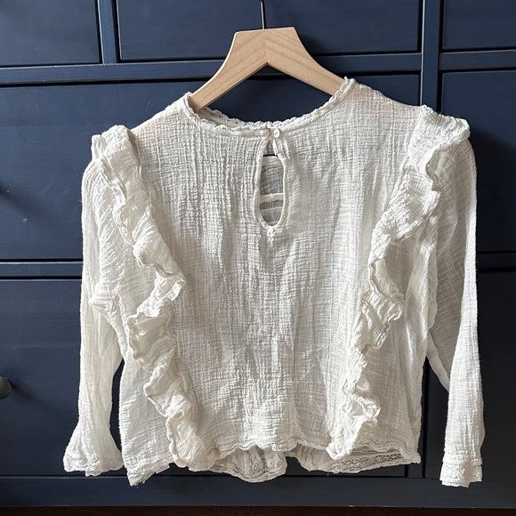 Free People Crop Cream Ruffled Blouse - Picture 2 of 3